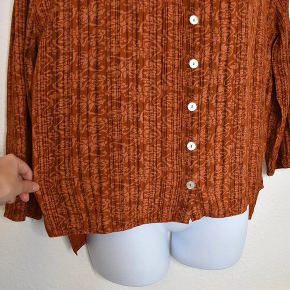 UNO Danmark Floral Blouse Button Down Sz O/S Drawstring Back Boho Cottagecore - Picture 6 of 16